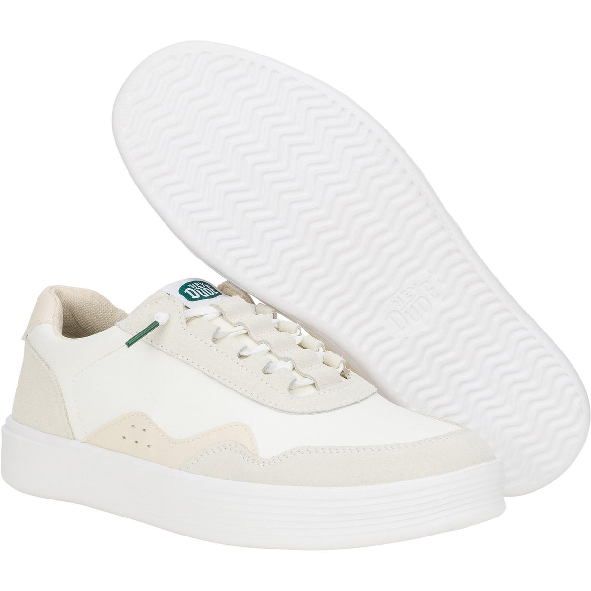 HEYDUDE Mens Hudson Classic Trainers Light Beige/White