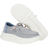 HEYDUDE Womens Wendy Peak Chambray Woven Shoes Grey