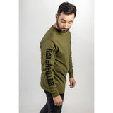 Caterpillar Mens Trademark Banner Long Sleeve T-Shirt Chive