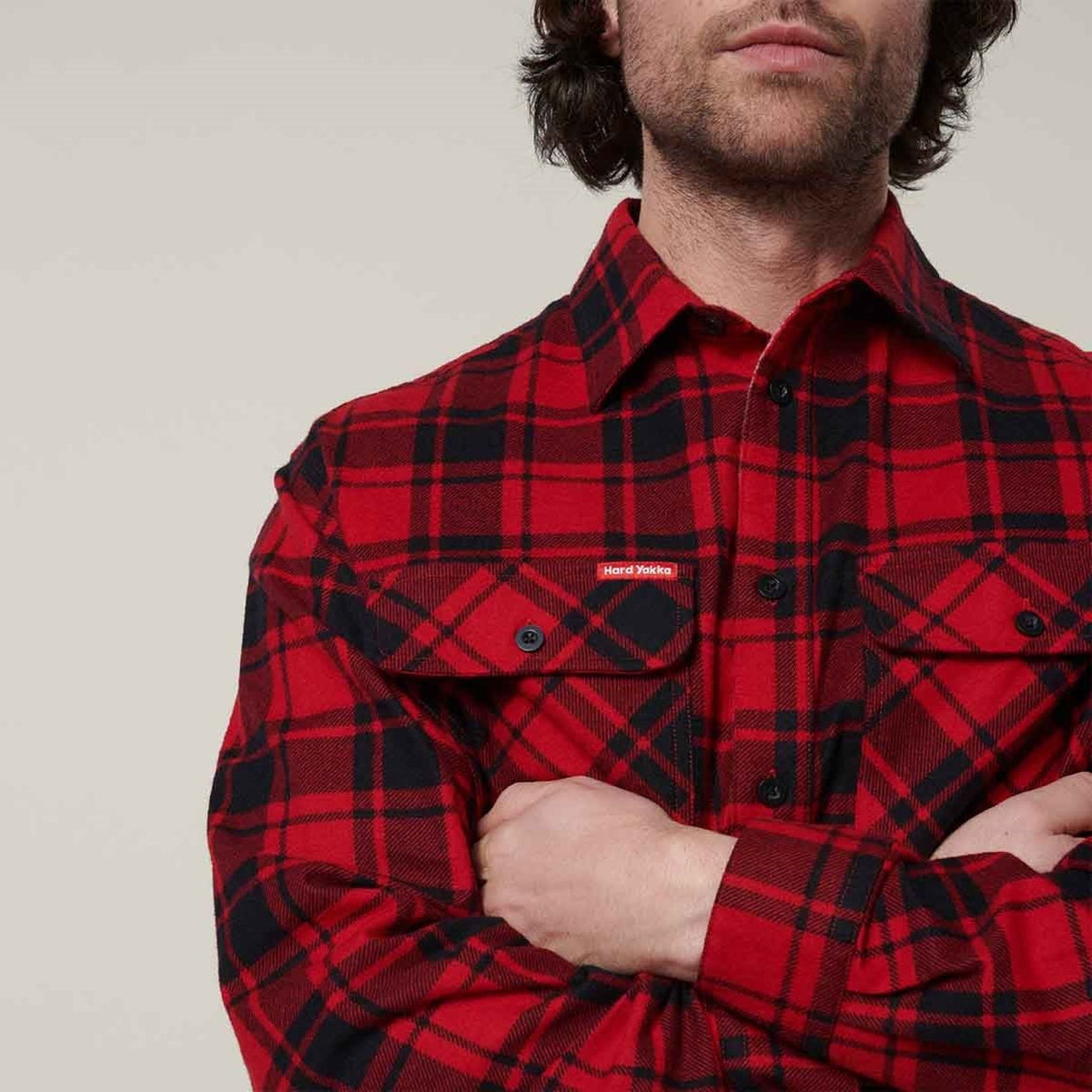 Hard Yakka Mens Core Flannel Shirt Red