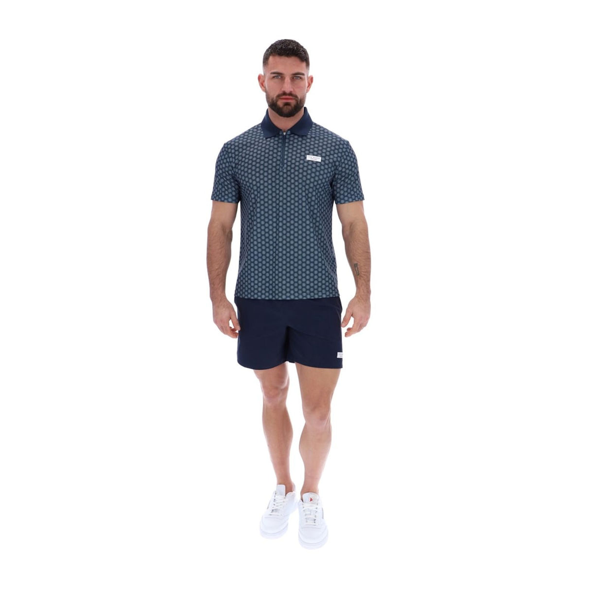 Ted Baker Sport Mens JAYDEN Printed Tennis Polo Shirt Navy