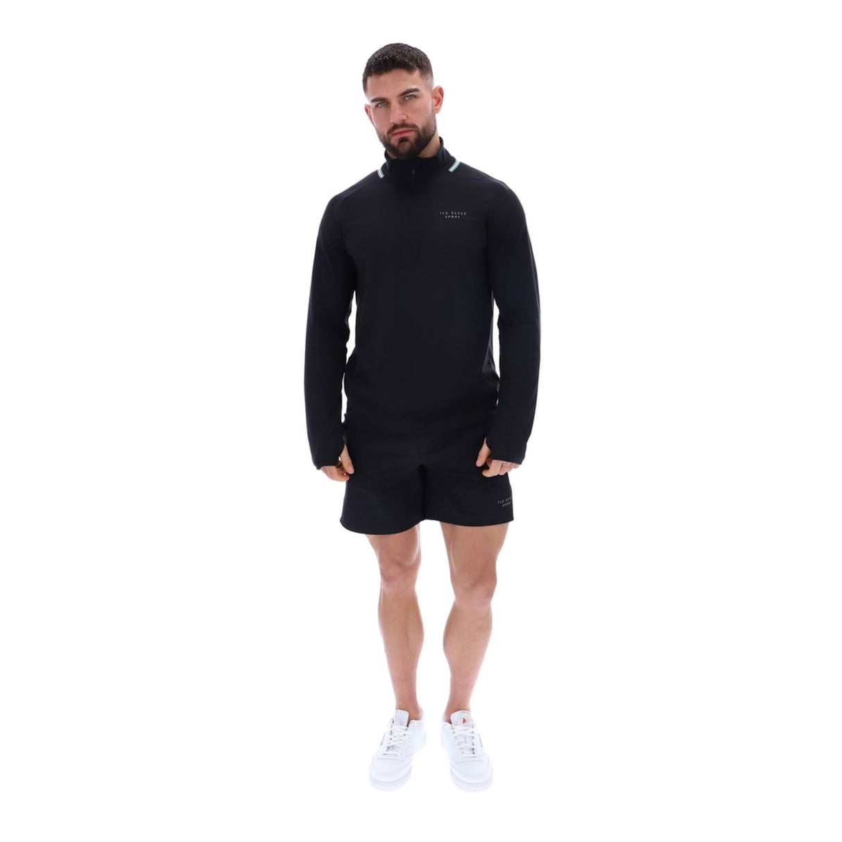 Ted Baker Sport Mens RORY Soft StretchTraining 1/4 Zip Black