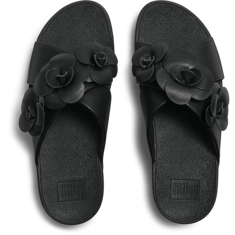 Fitflop Womens Lulu Flower Cross Slides Black