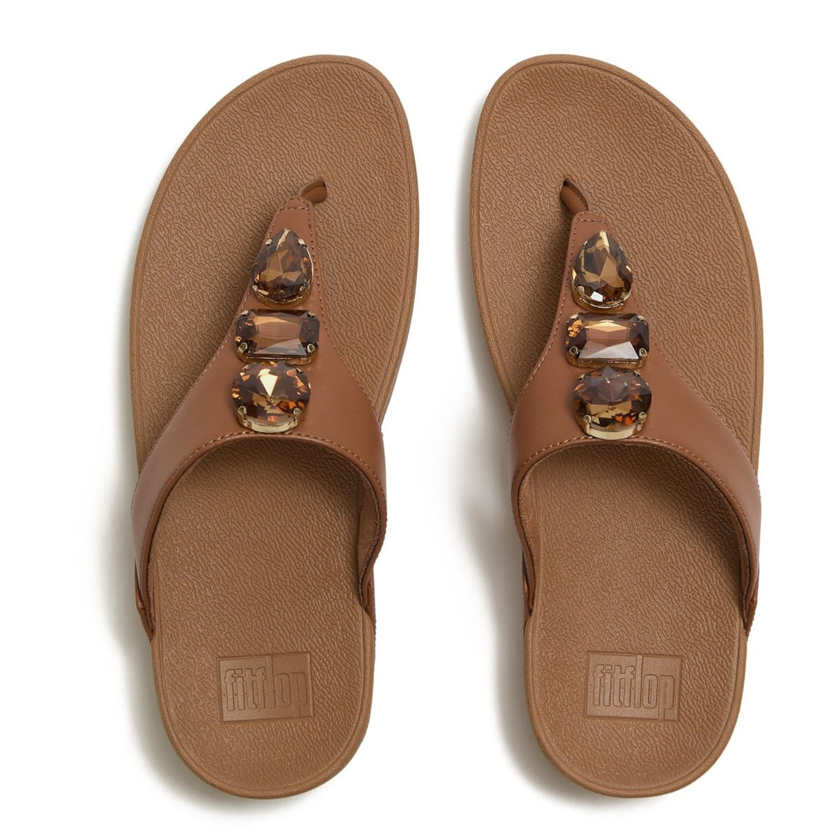 Fitflop Womens Lulu Ultra-Jewel Toe-Post Sandals Deep Tan