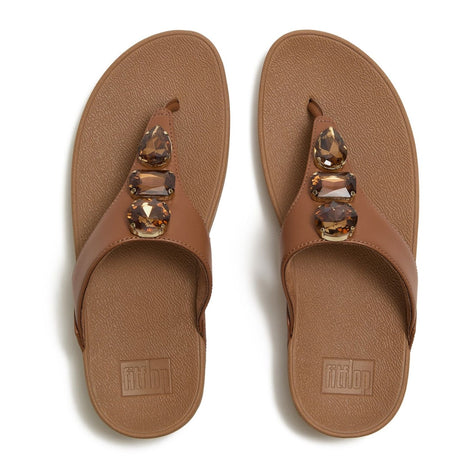 Fitflop Womens Lulu Ultra-Jewel Toe-Post Sandals Deep Tan