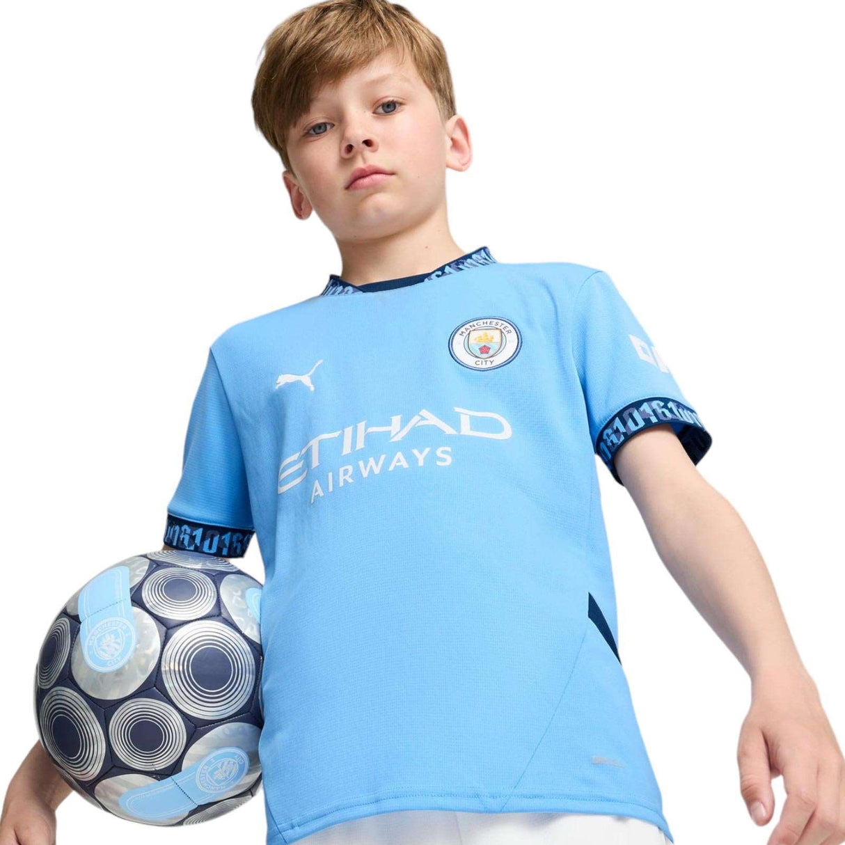 Manchester City Football 2024/25 Short Sleeved Kids Home Jersey