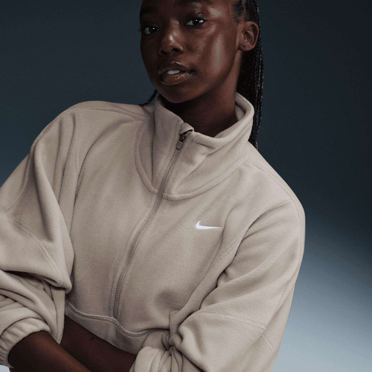 Nike One Womens Therma-FIT Oversized Half-Zip Fleece Top