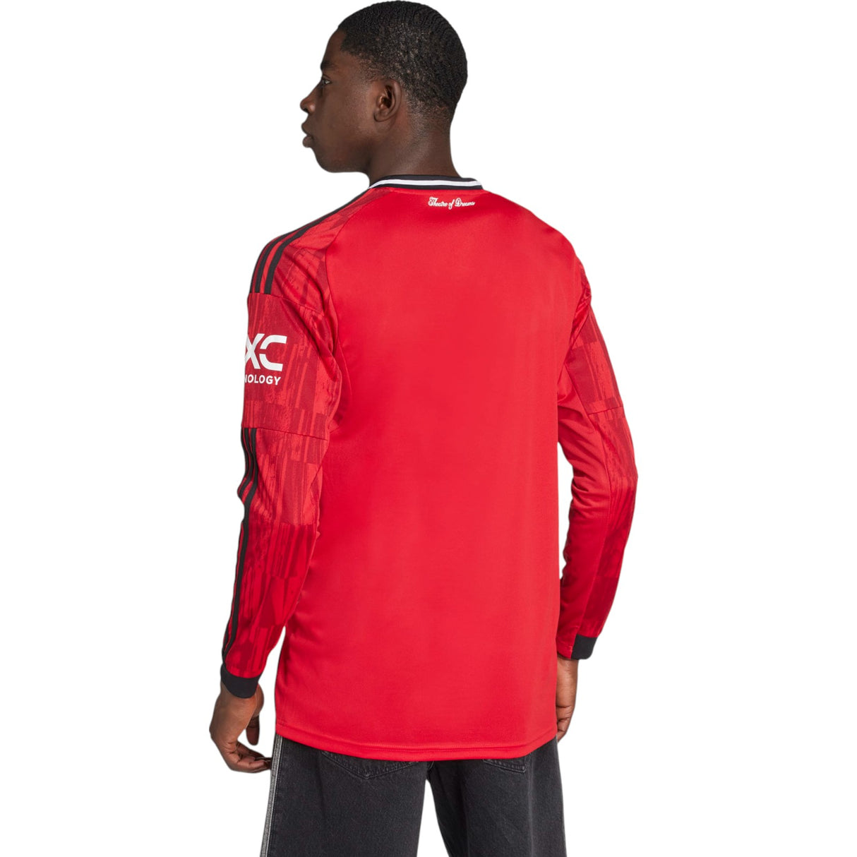 adidas Manchester Utd Football 2025/26 Adults LS Home Jersey Model Back View