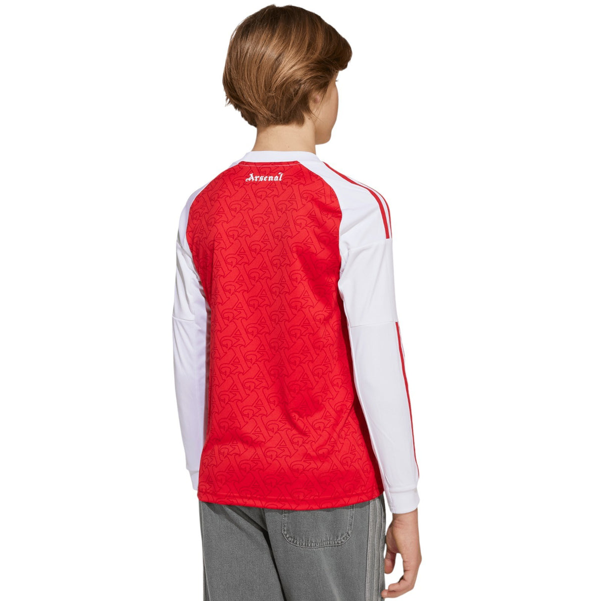 adidas Arsenal Football 2025/26 Kids Long Sleeved Home Jersey Model Back View