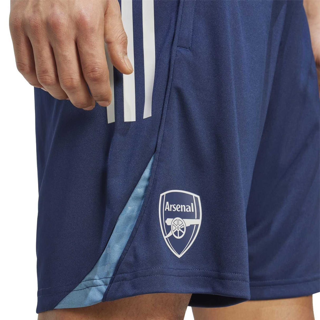 adidas Arsenal Football Tiro 2025/26 Adults Training Short Model Close-Up Front Side View