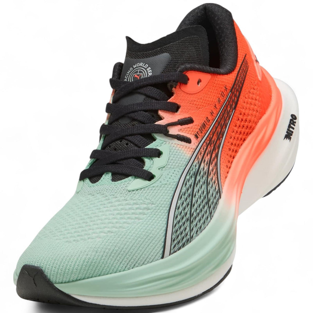 Puma x Hyrox Deviate Nitro 3 Womens Race Running Shoes Front Side Full View 