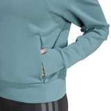 adidas D4T Womens Fleece Crew Sweatshirt Model Close-Up Pocketand Thumbhole View