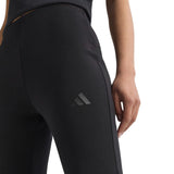 adidas All Season Womens Fleece Slim-Fit Flared Pants Model Close-Up Logo View