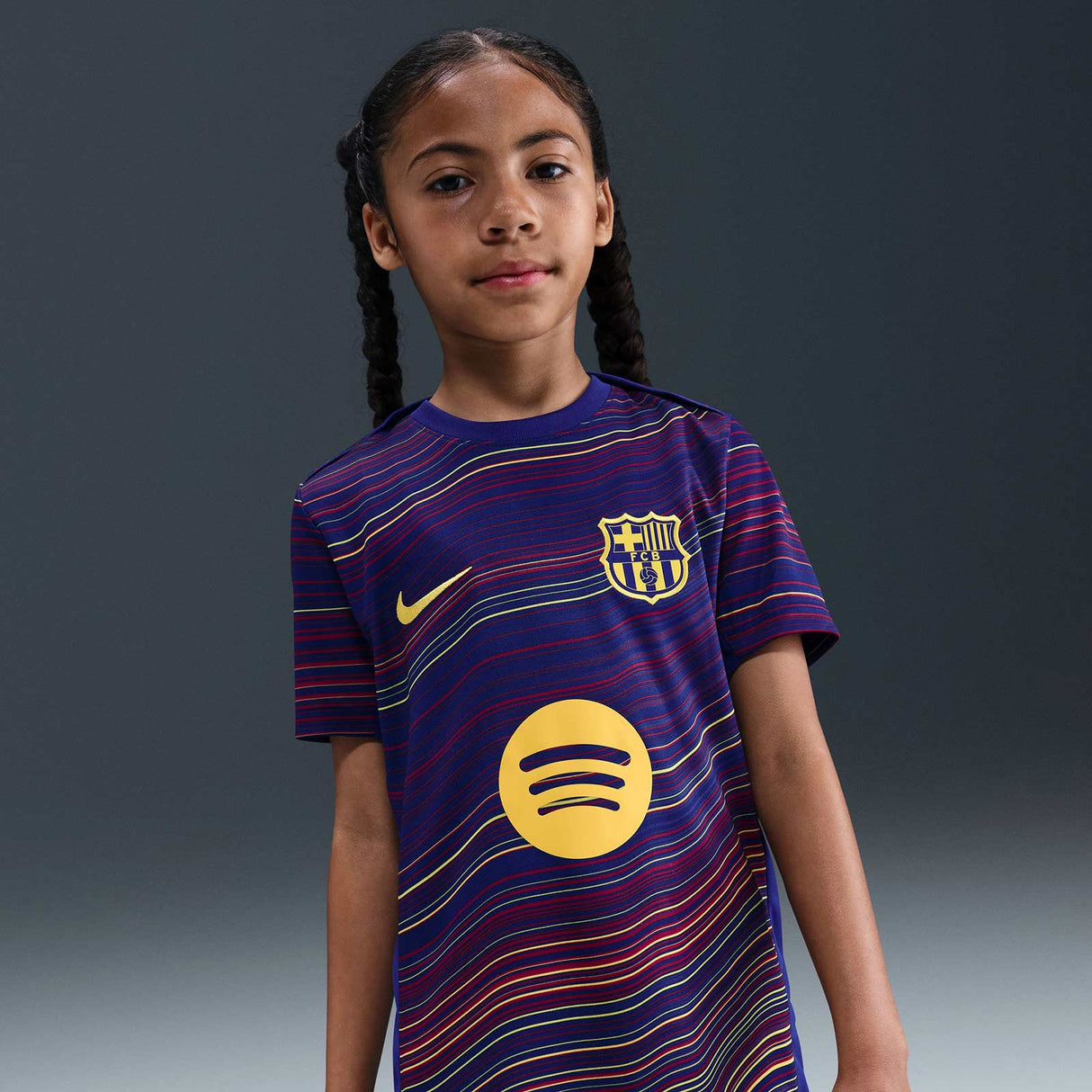 Nike FC Barcelona Academy Pro Home Kids Dri-FIT Soccer Pre-Match Short-Sleeve Top