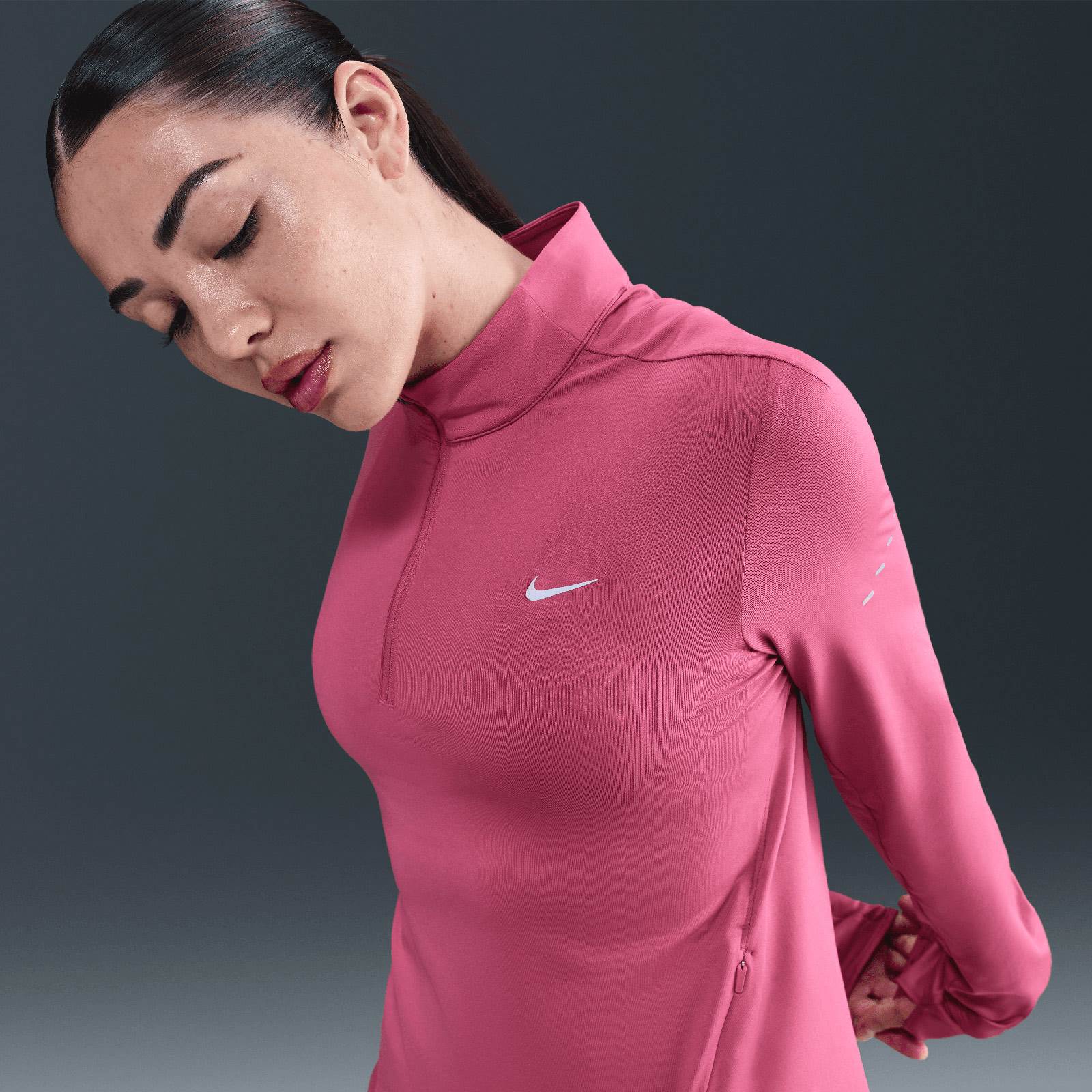 nike half zip running top pink