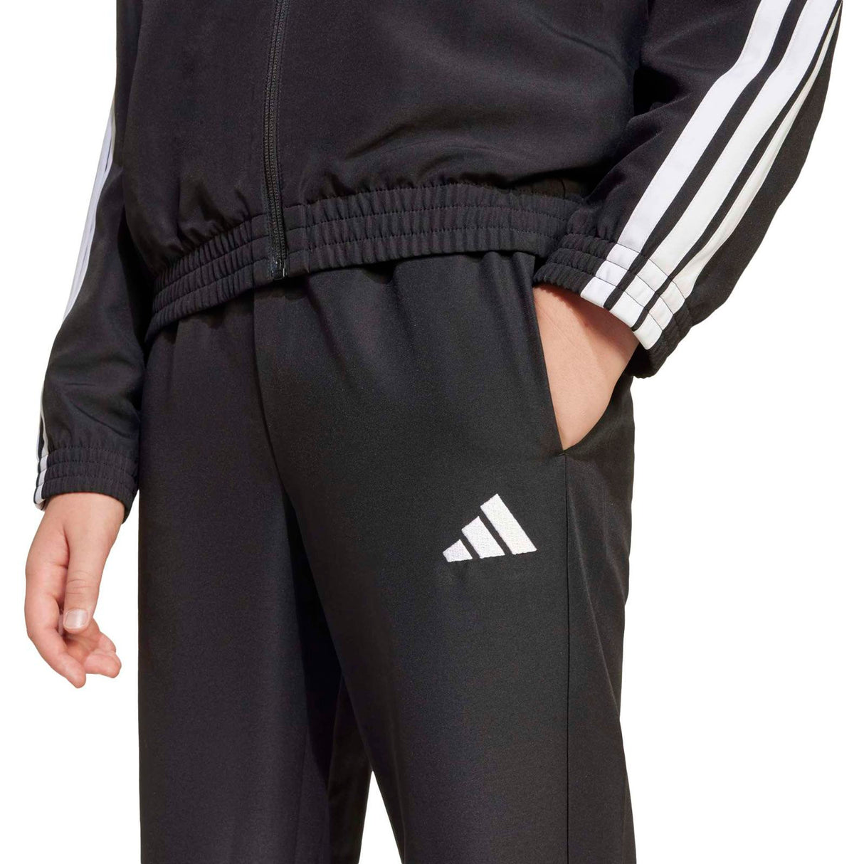 adidas Boys J 3S WV Track Suit  Blk/Wh