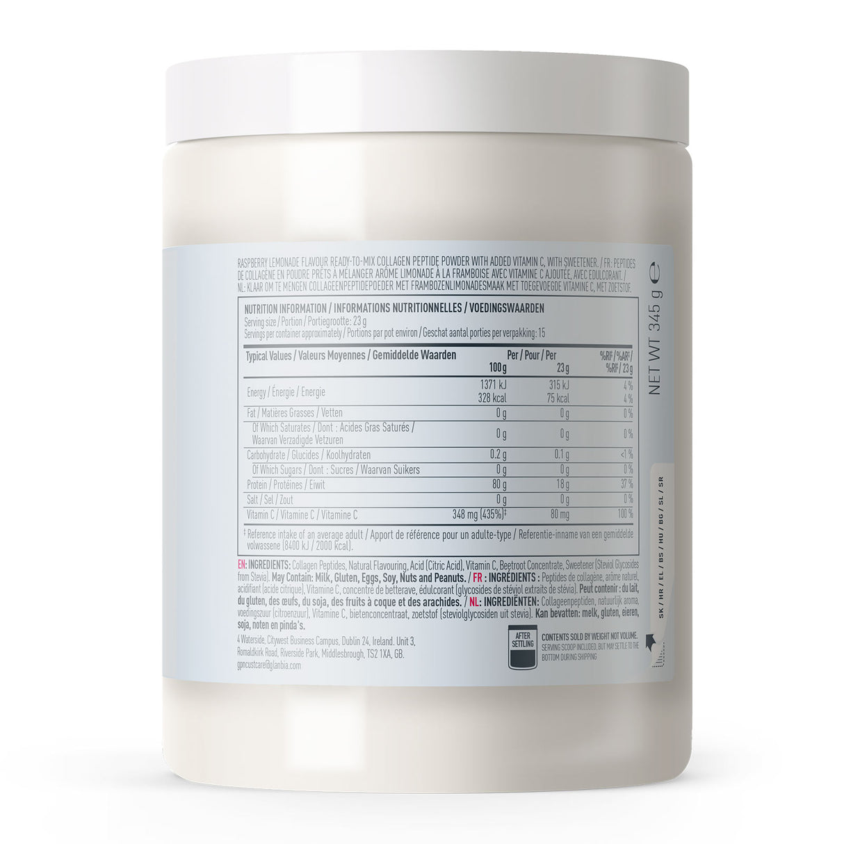 Optimum Nutrition Isopure Collagen  - Raspberry Lemonade 300g