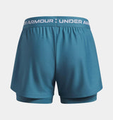 UA Girls Tech Play Up 2n1 Shorts Blue