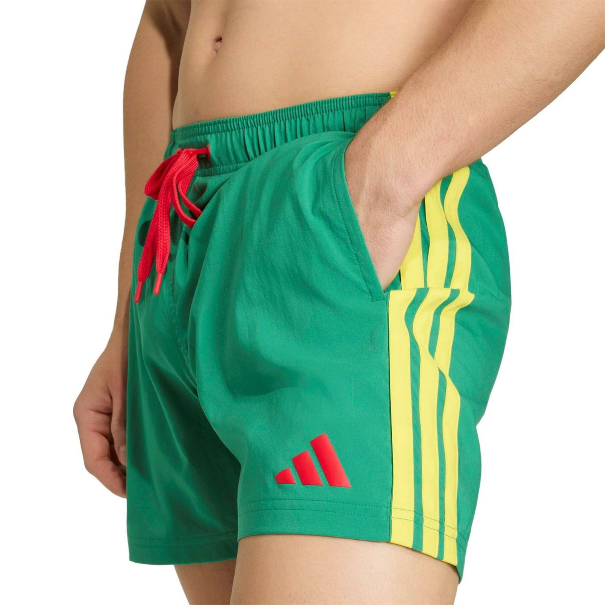 adidas Mens 3 Stripes 5in Shorts Green