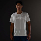 Brooks Mens Dash Reflect Short Slv Beige