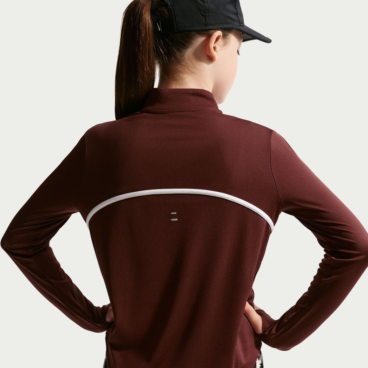 Nike Girls DF Tempo LS Half Zip Maroon