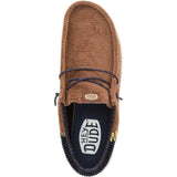 HEYDUDE Mens Wally Funk Corduroy Shoes Espresso/Blue Jean
