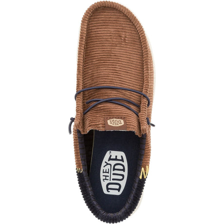HEYDUDE Mens Wally Funk Corduroy Shoes Espresso/Blue Jean