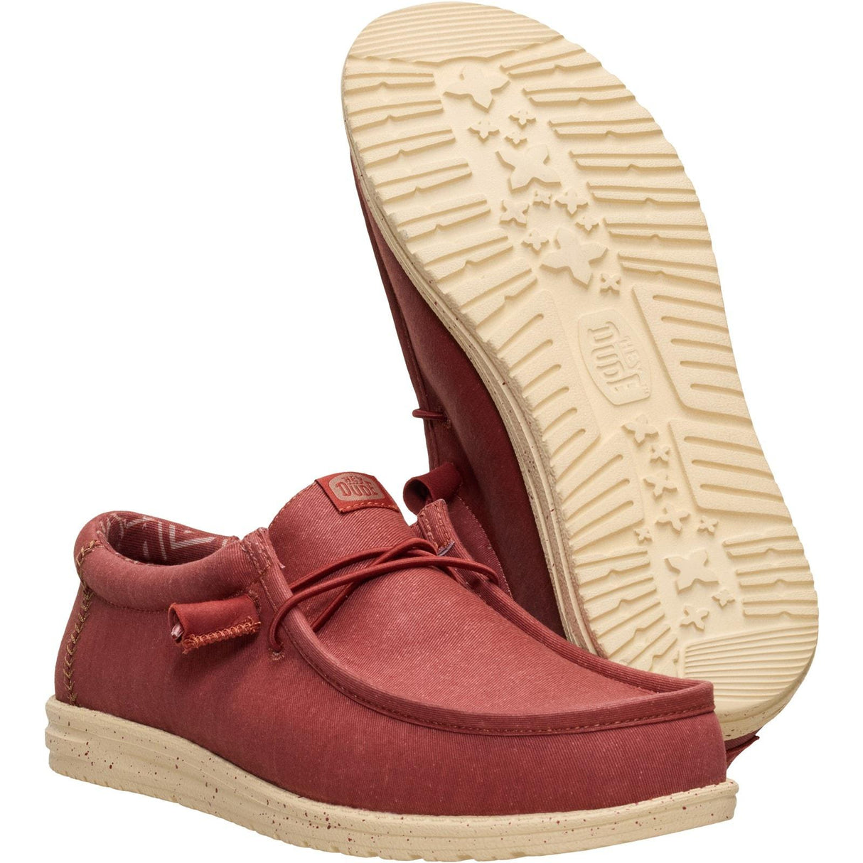 HEYDUDE Mens Wally Canvas Shoe Burnt Red/Boulder Tan