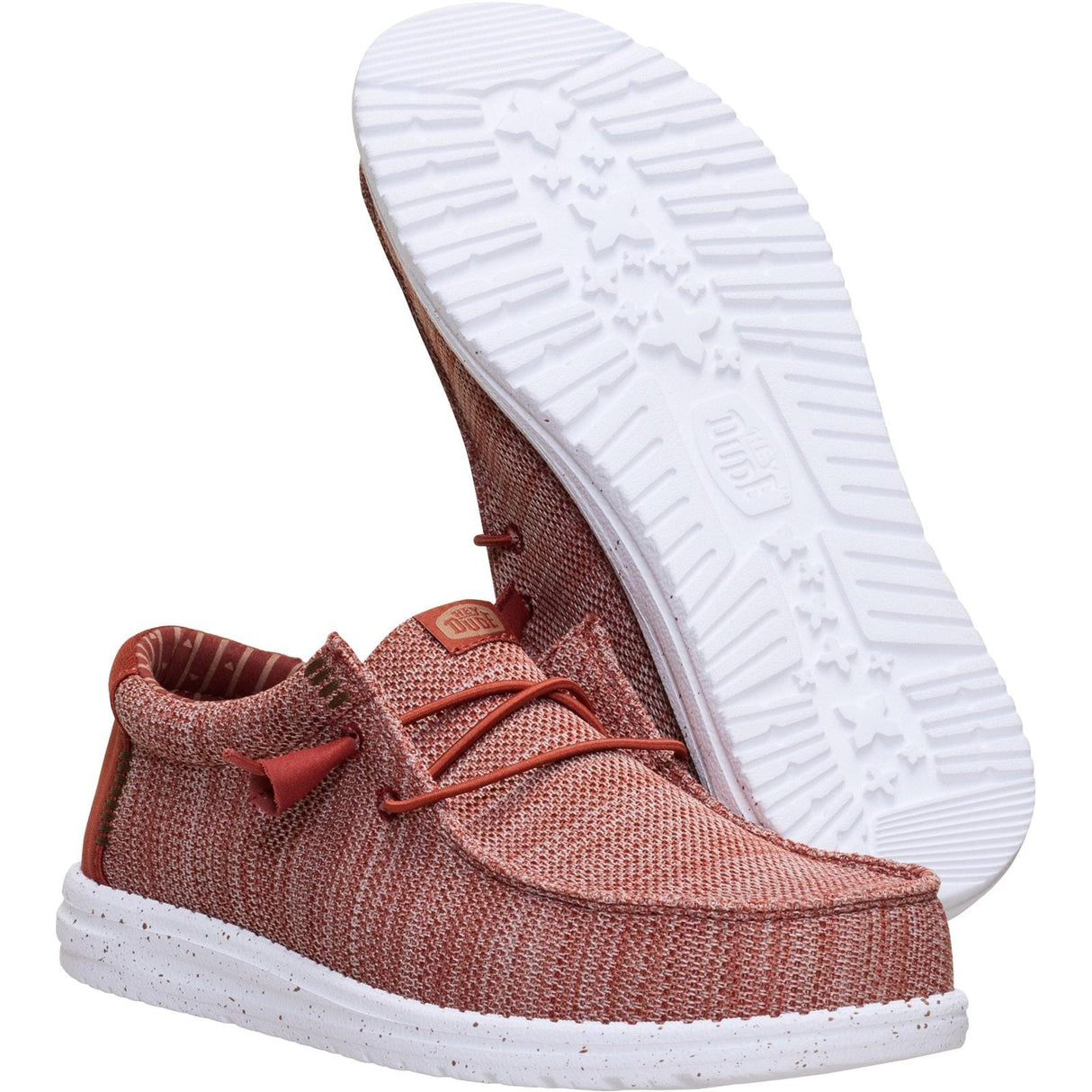 HEYDUDE Mens Wally Stretch Mesh Shoes Burnt Red/Multi