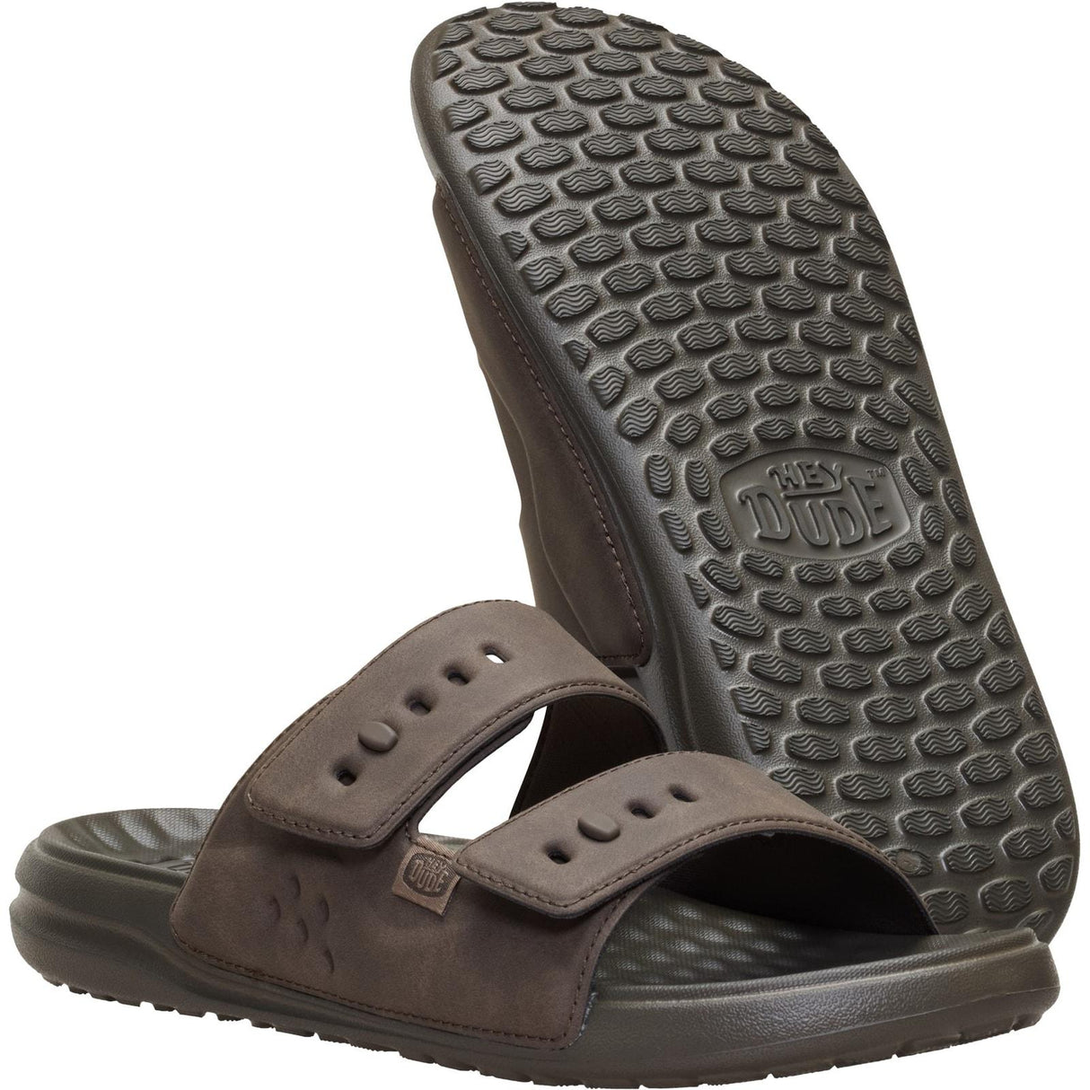 HEYDUDE Mens Wave 2 Strap Slide Major Brown