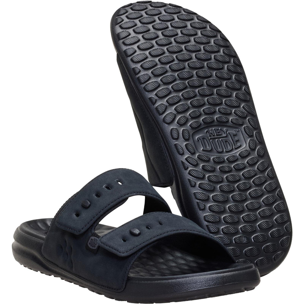 HEYDUDE Mens Wave 2 Strap Slide Black/Black