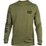 Caterpillar Mens Trademark Banner Long Sleeve T-Shirt Chive