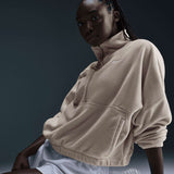 Nike One Womens Therma-FIT Oversized Half-Zip Fleece Top
