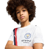 Puma Kidsuper Manchester City Football 2025/26 Kids Jersey Model Close-Up Chest View