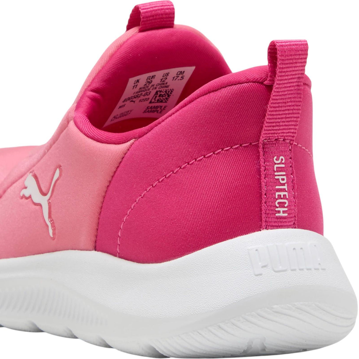 Puma Fun Racer 2 Sliptech Low-Cut Slip On Kids Shoes Pink Close-Up Side Back View