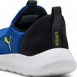 Puma Fun Racer 2 Sliptech Low-Cut Slip On Kids Shoes Blue Close-Up Side Back View