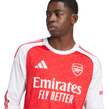 adidas Arsenal Football 2025/26 Mens Long Sleeved Home Jersey Model Close Up Front Chest