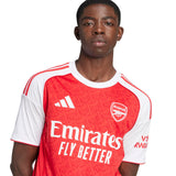 adidas Arsenal Football 2025/26 Mens Short Sleeved Home Jersey Model Close Up Front Chest