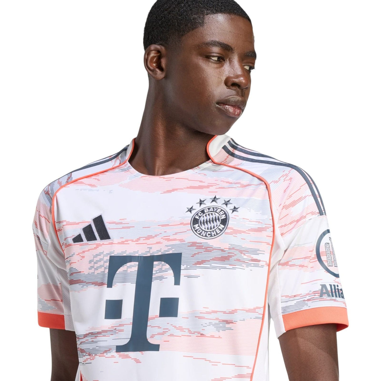 adidas FC Bayern Football 2025/26 Mens Away Jersey Model Close Up Front View