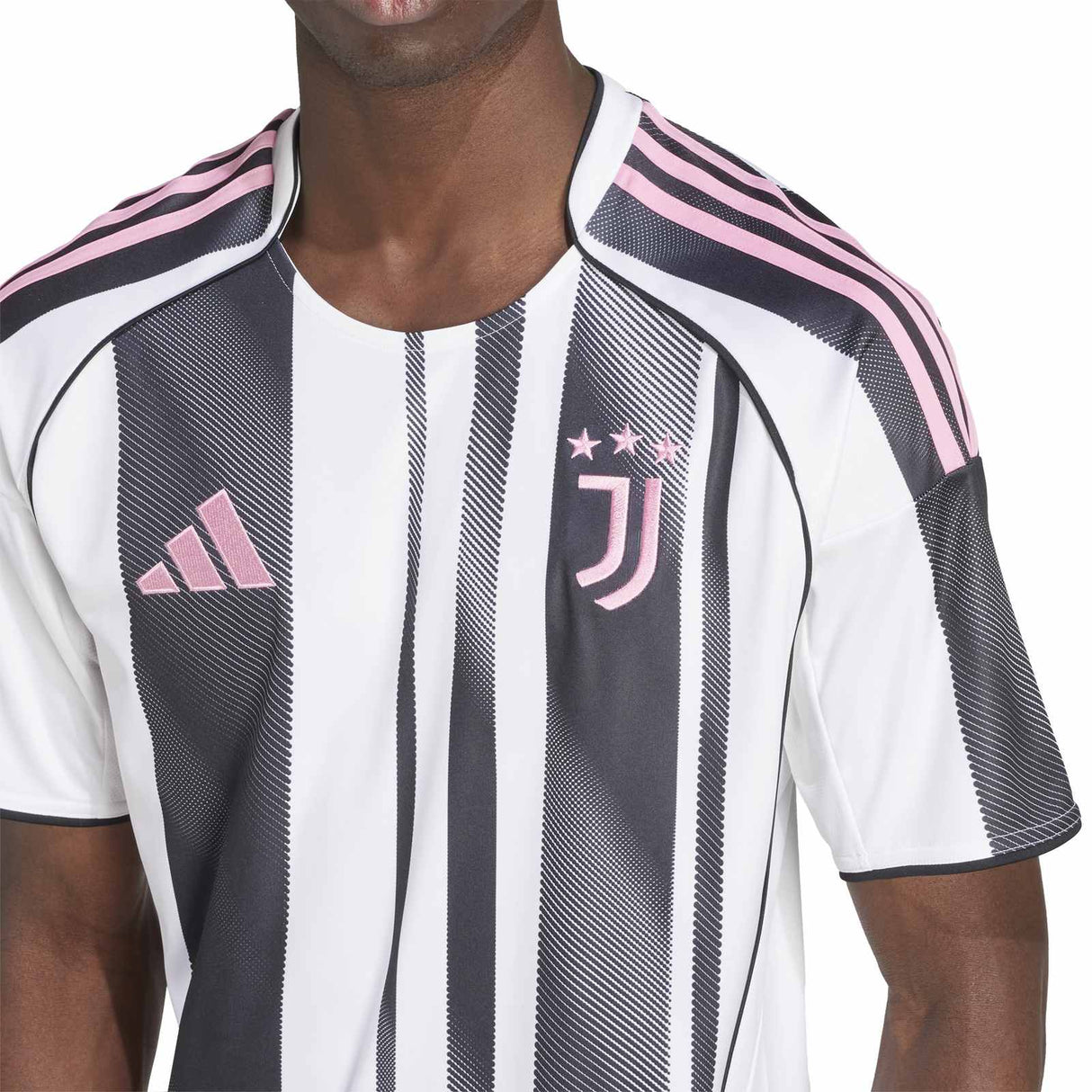 adidas Juventus Football 2025/26 Adults Home Jersey Model Close Up View Chest