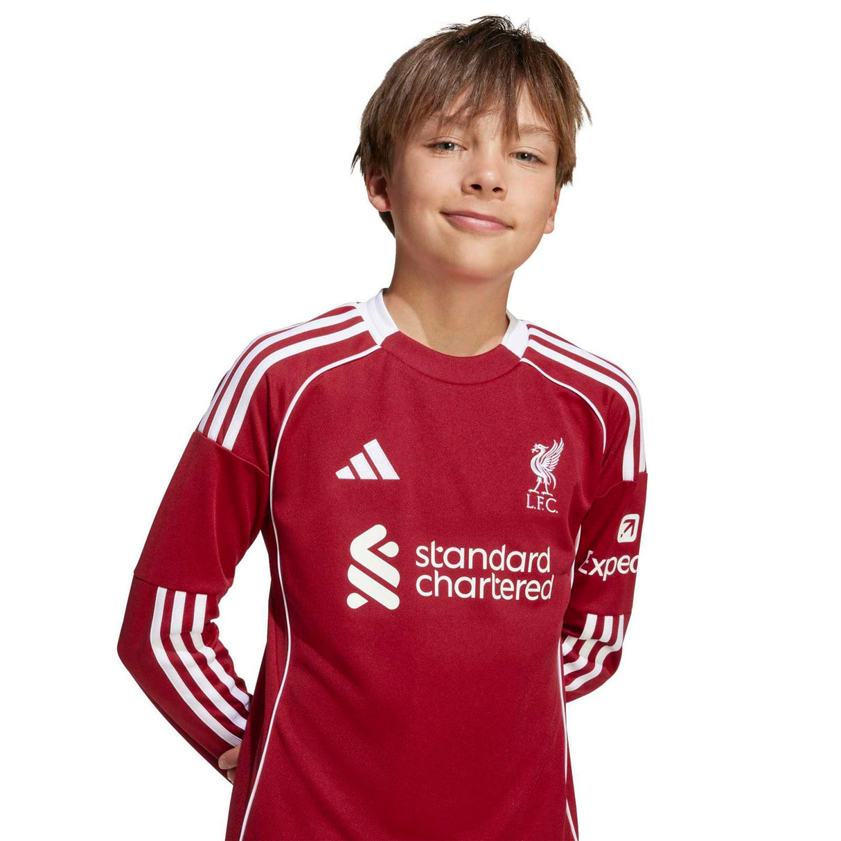 adidas Liverpool Football 2025/26 Kids Long Sleeved Home Jersey
