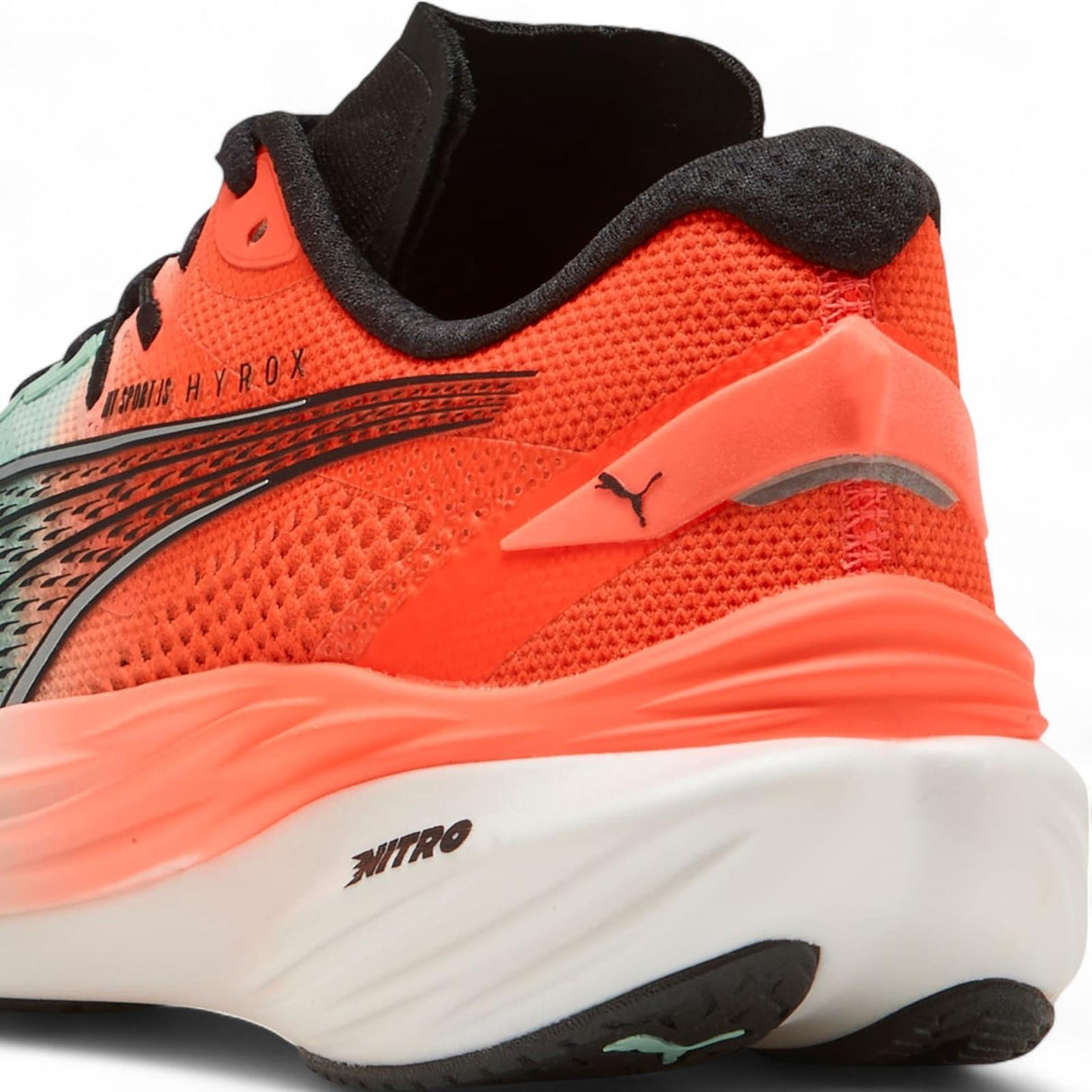 Puma x Hyrox Deviate Nitro 3 Womens Race Running Shoes Close-Up Back View 