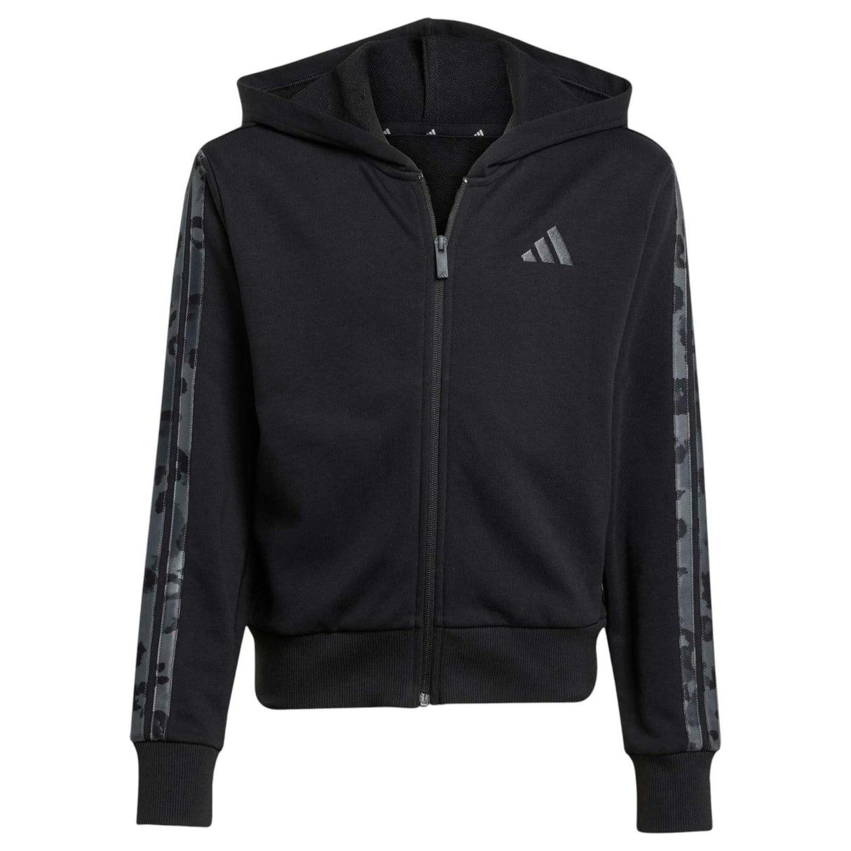 adidas Girls 3-Stripes Animal French Terry Kids Hooded Track Top