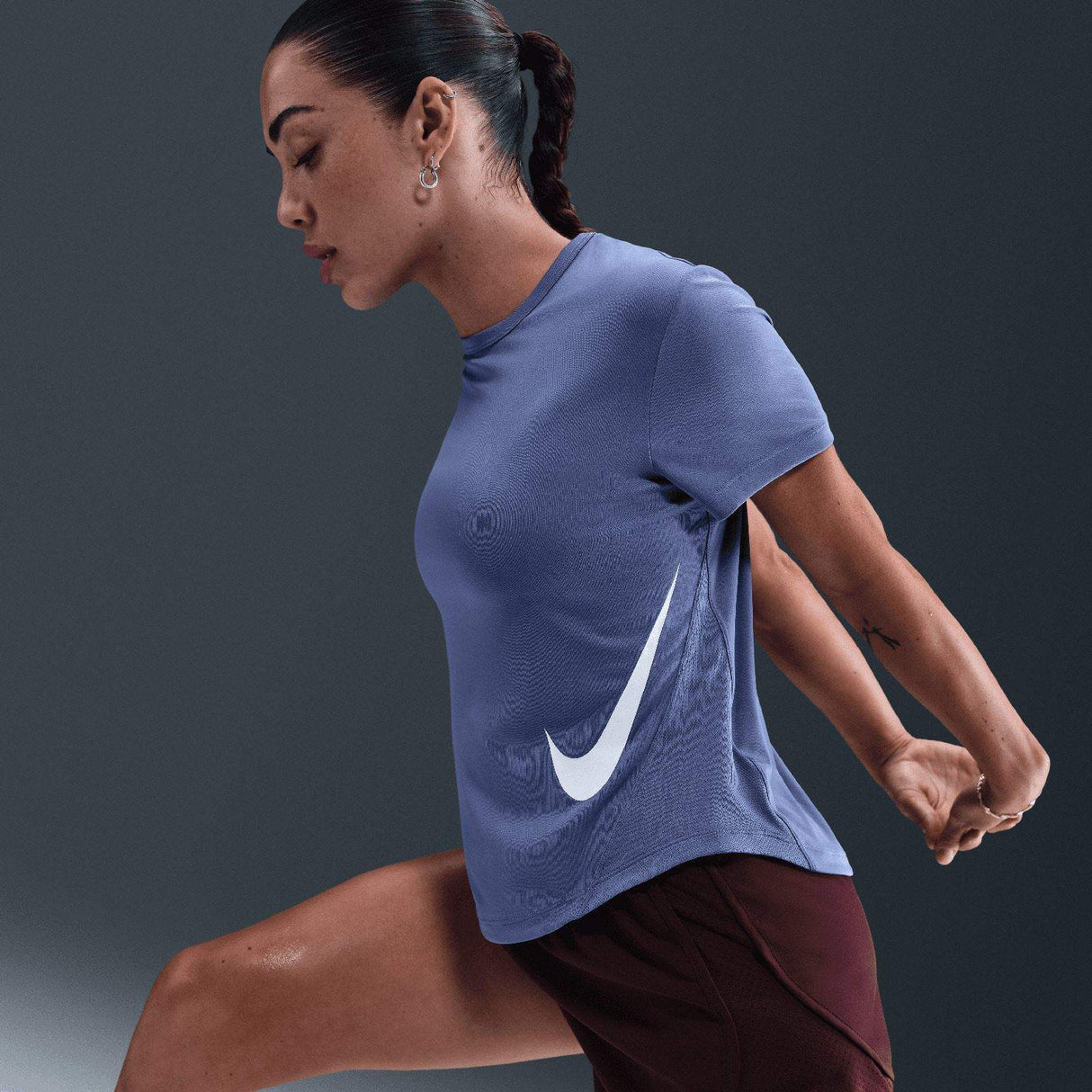 Nike Wmns TEMPO SWSH HBR DF SS TOP Blue
