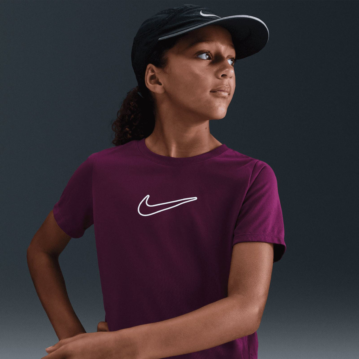 Nike Girls DF ONE STD SS TOP HBR Maroon