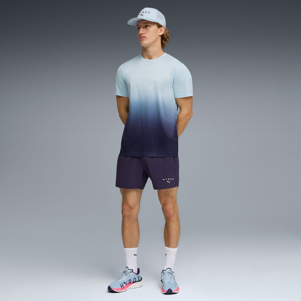 Puma X Hyrox Mens Poly Graphic Tee Blue
