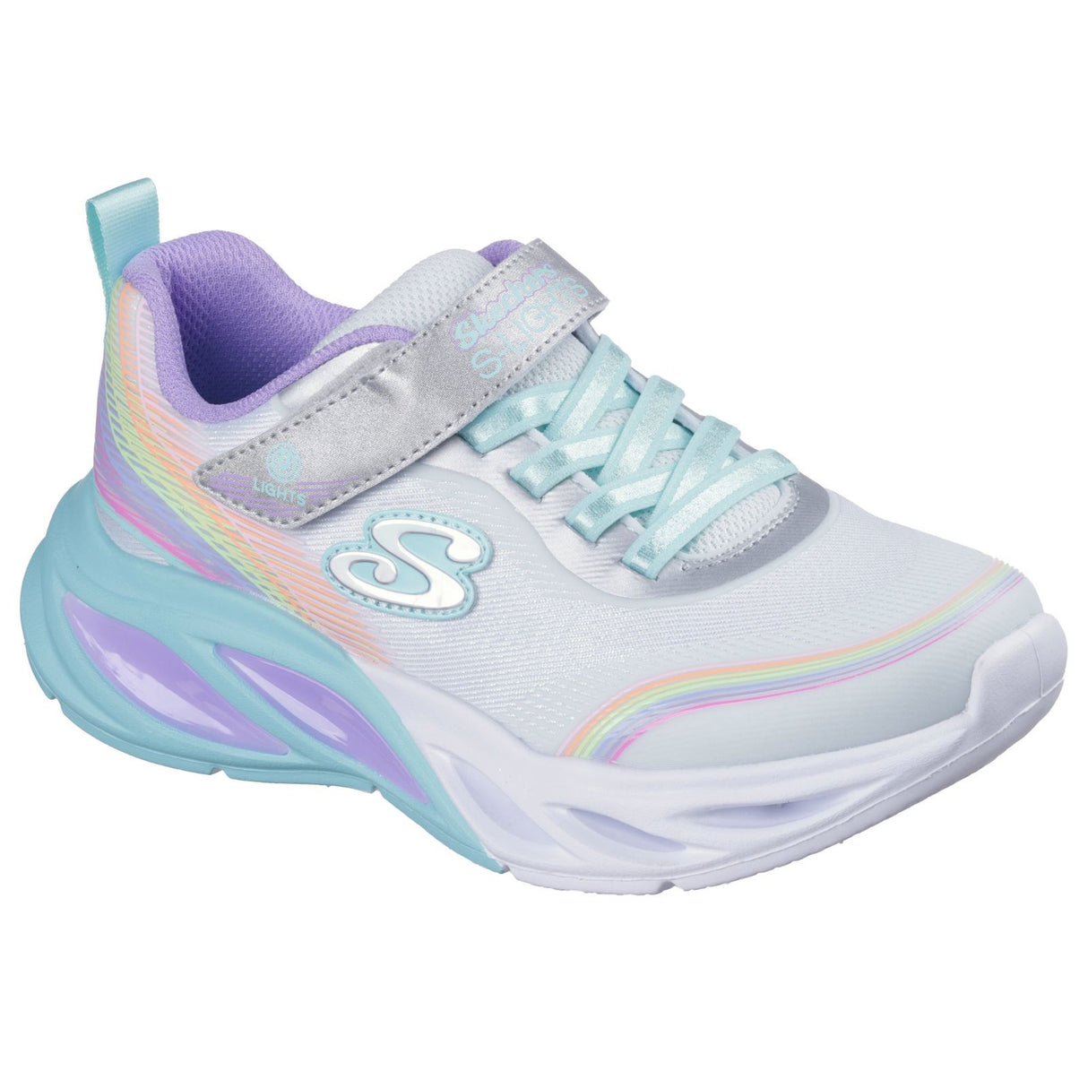 Skechers Cosmic Glow Rainbow Beam Junior Girls Shoes