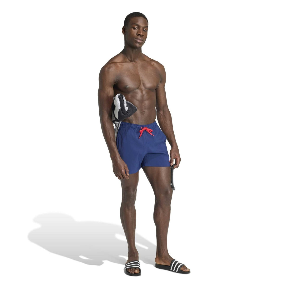 adidas Mens 3 Stripes 5in Shorts Blue