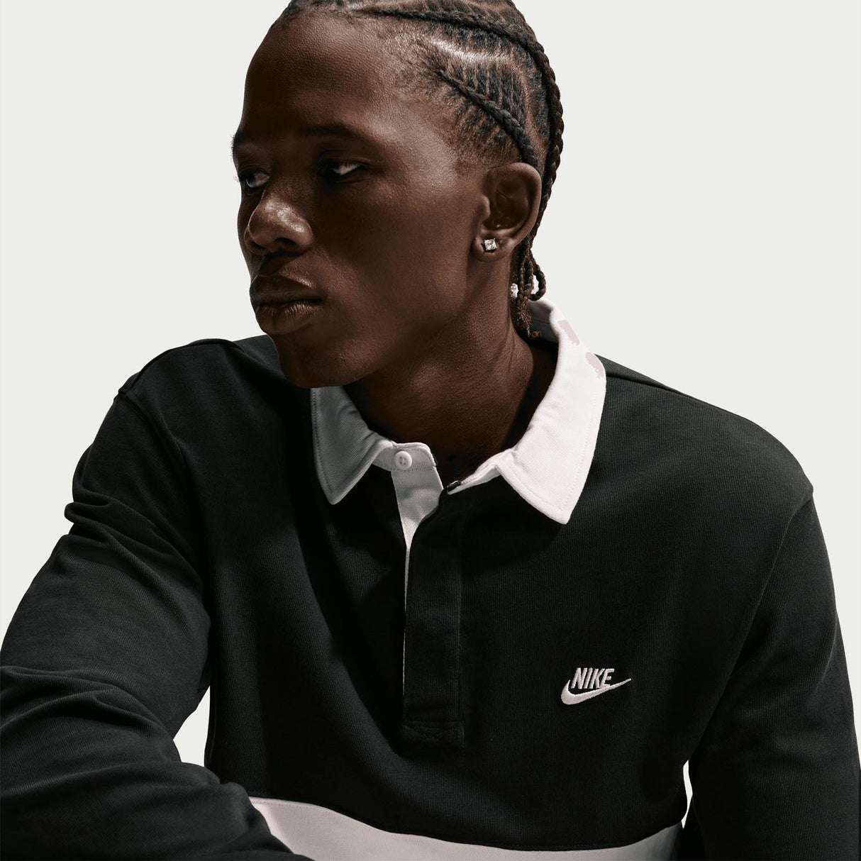 Nike Mens Club LS Rugby Top Black