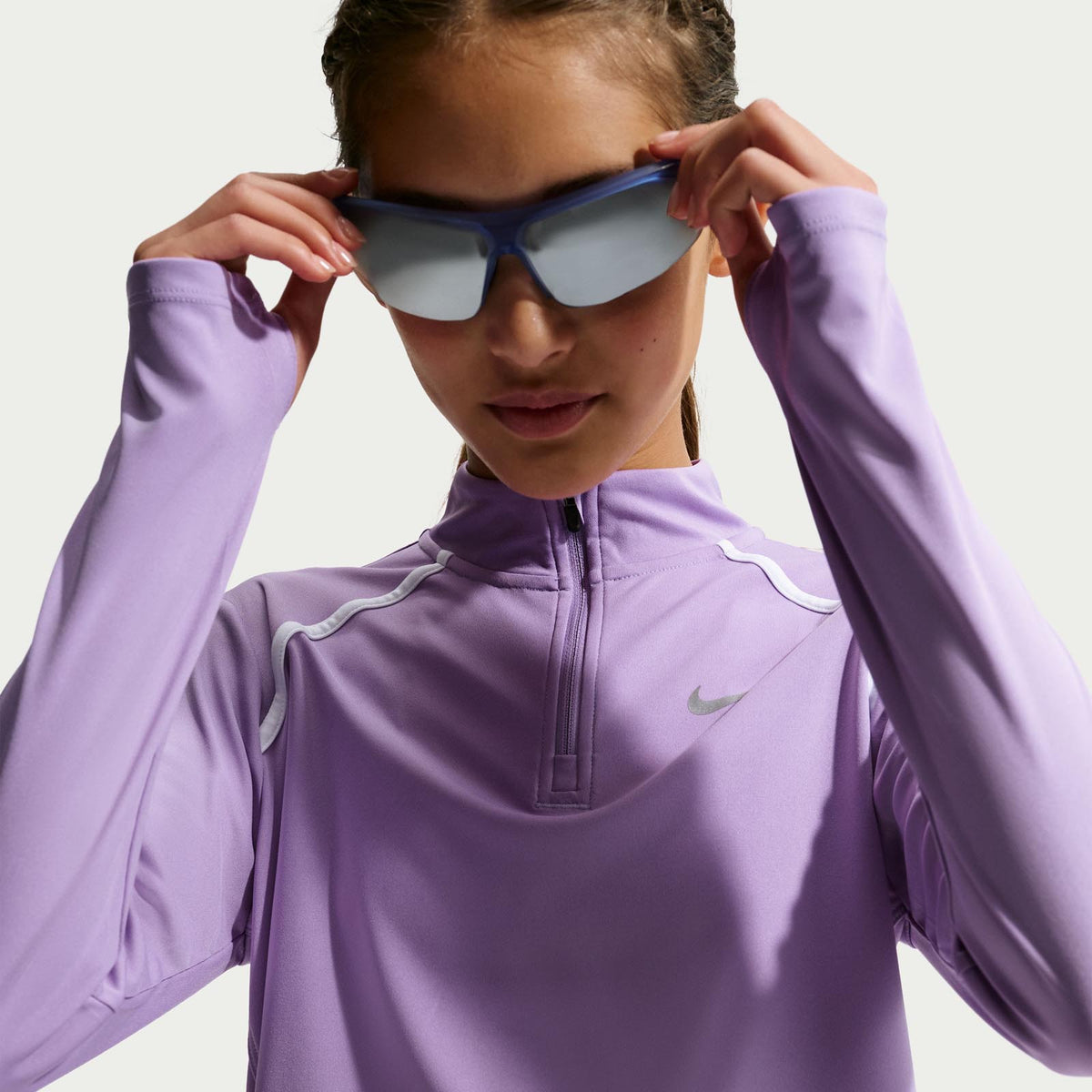 Nike Girls DF Tempo LS Half Zip Purple